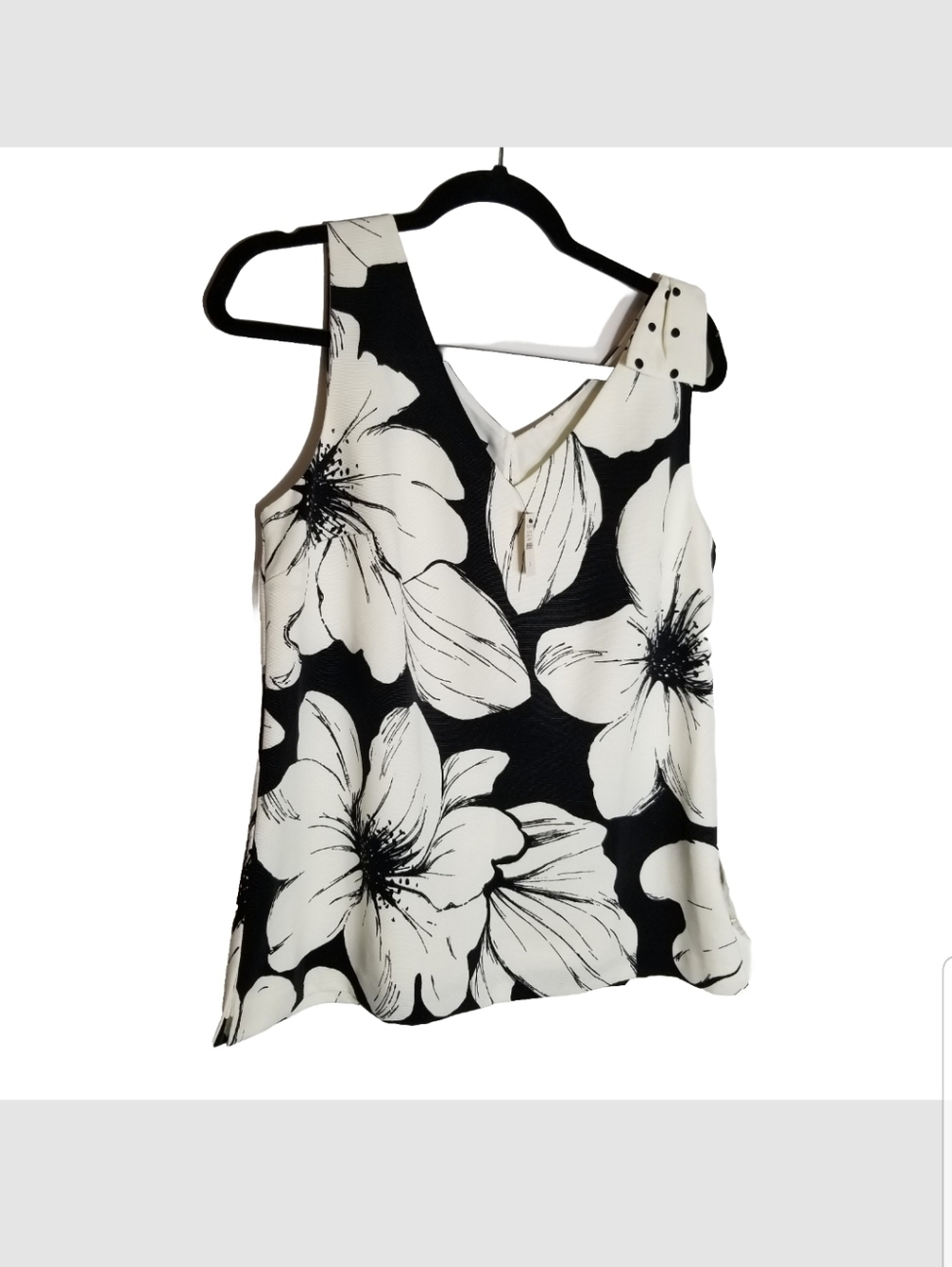 Talbots Primrose Floral Shell Top Women's 8 Polka Dot Bow Lined Side Zip New